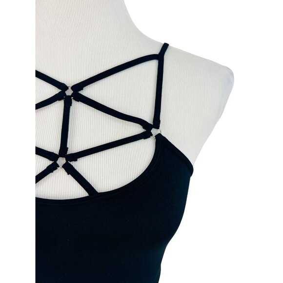 NWT Black Strappy Bralette Crop Top | Baddie Grunge Fairy Streetwear Whimsigoth - Picture 4 of 16